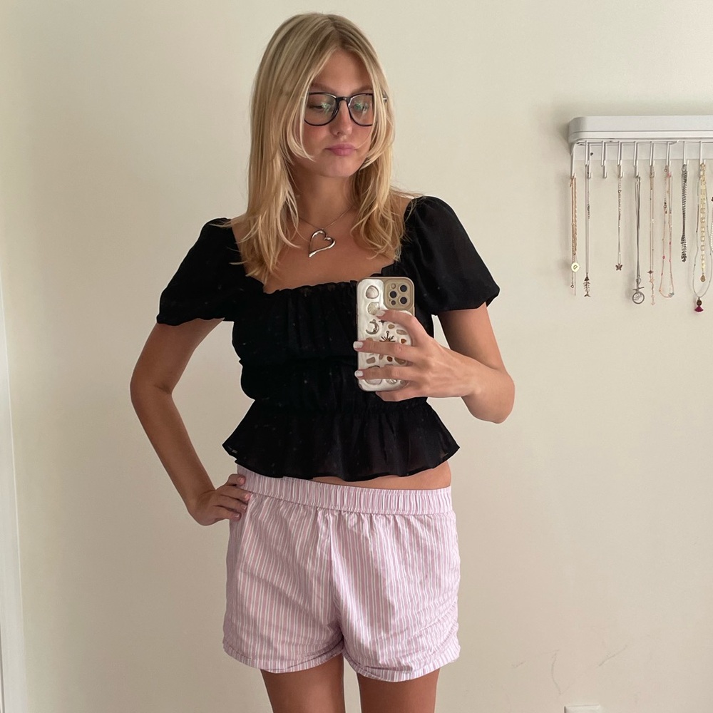 Black Lumiere Puff Sleeve Top
